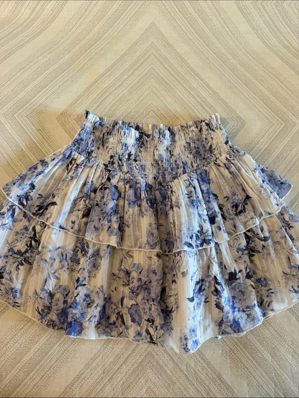 Katie J NYC Blue Floral Tiered Mini Skirt – Girls Size Small